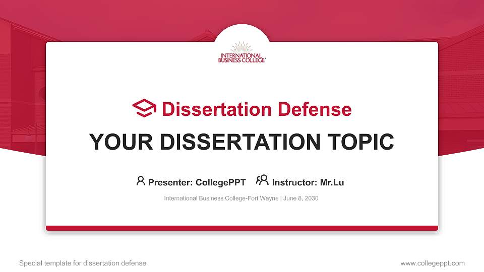 International Business College-Fort Wayne Graduation Thesis Defense PPT Template16:9 ratio PPT effect preview image
