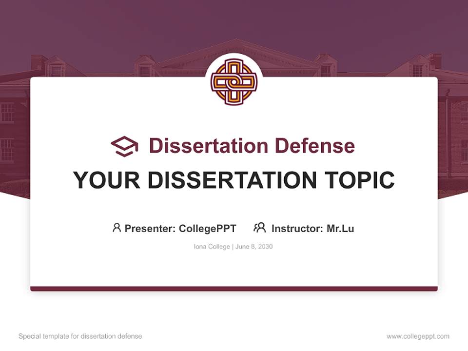 Iona College Graduation Thesis Defense PPT Template4:3 ratio PPT effect preview image7