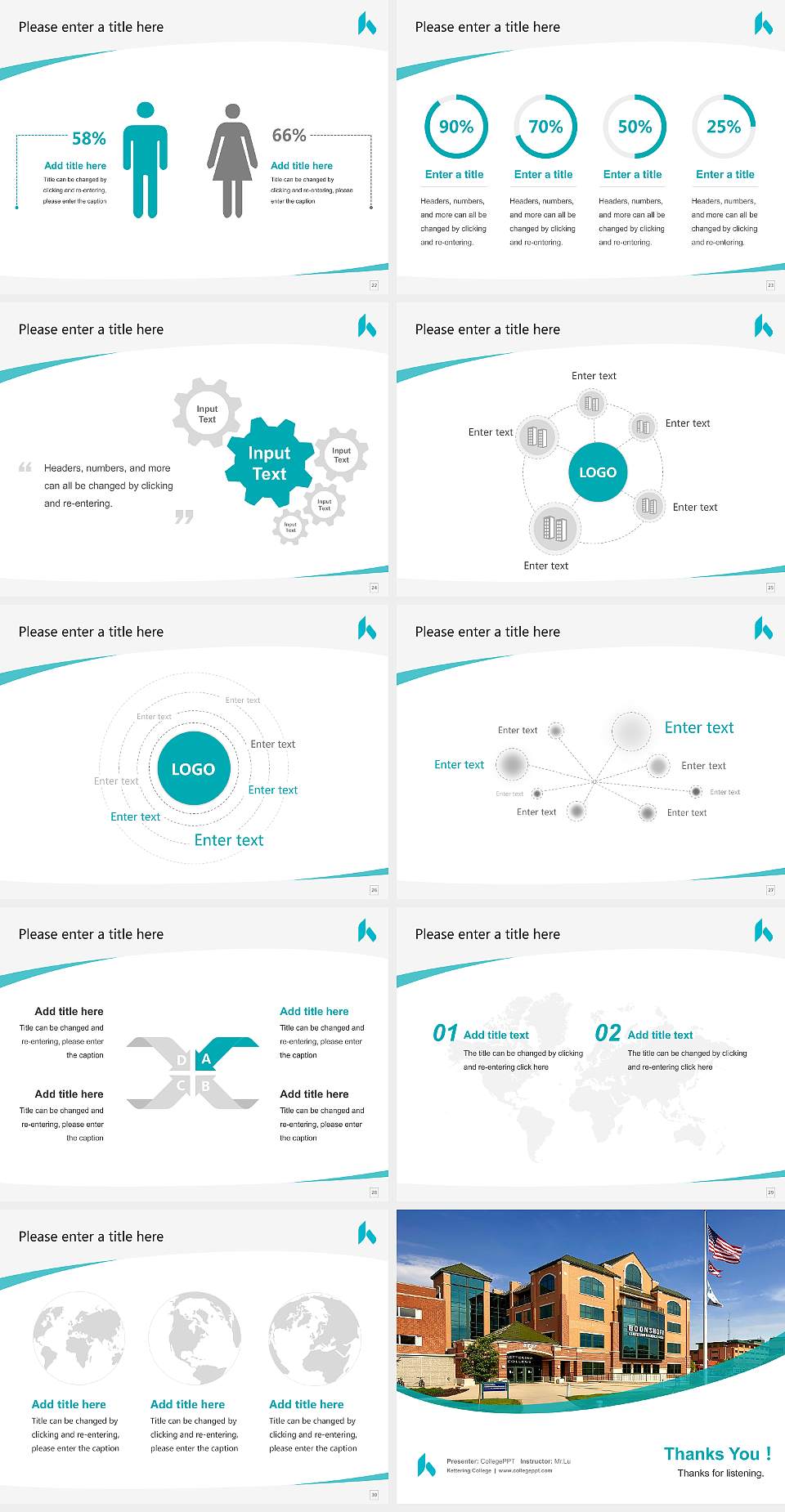 Kettering College Course/Courseware Creation PPT Template4:3 ratio PPT effect preview image4