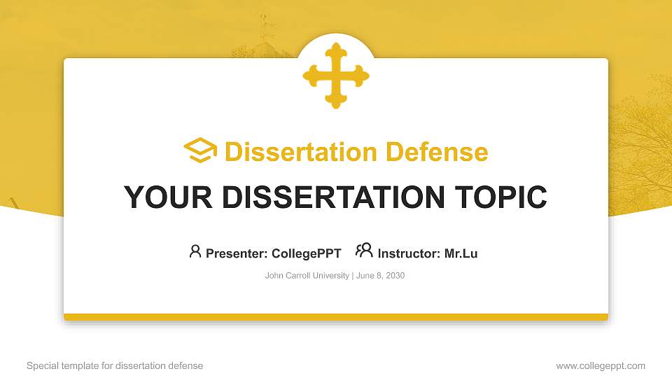 John Carroll University Graduation Thesis Defense PPT Template16:9 ratio PPT effect preview image