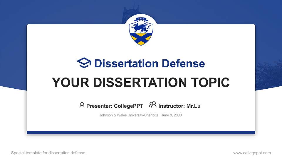 Johnson & Wales University-Charlotte Graduation Thesis Defense PPT Template16:9 ratio PPT effect preview image