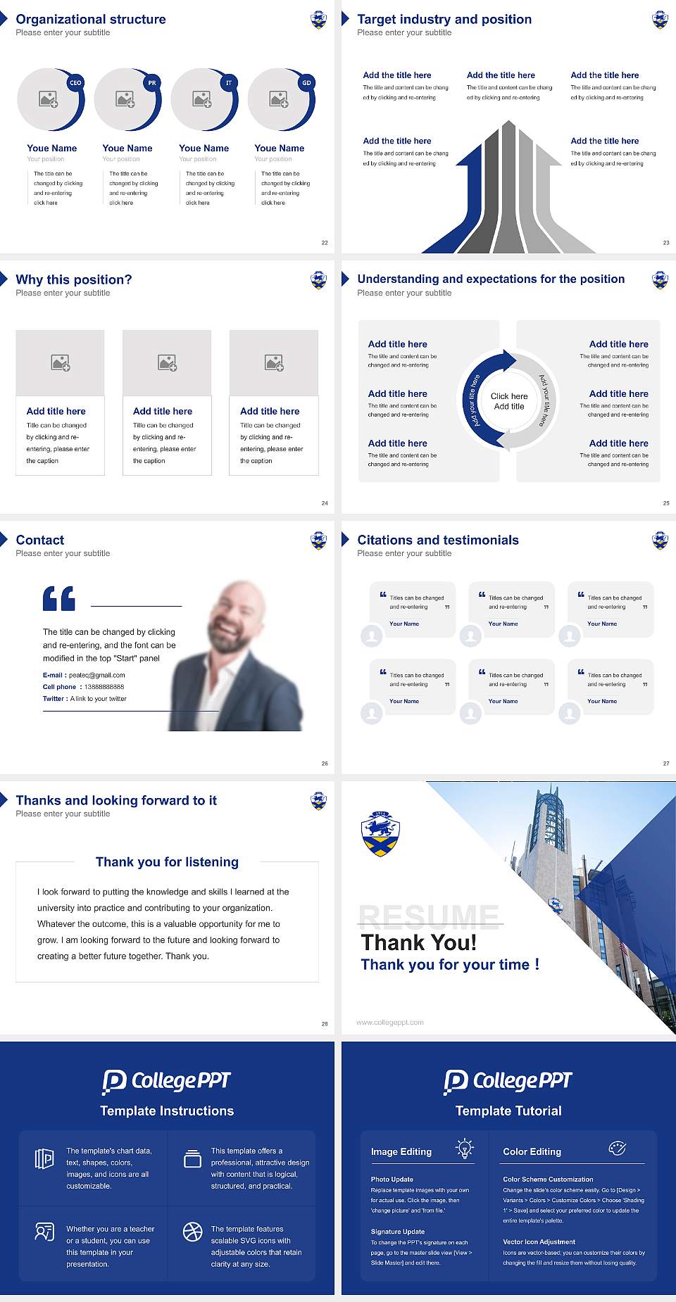 Johnson & Wales University-Charlotte Resume PPT Template4:3 ratio PPT effect preview image4
