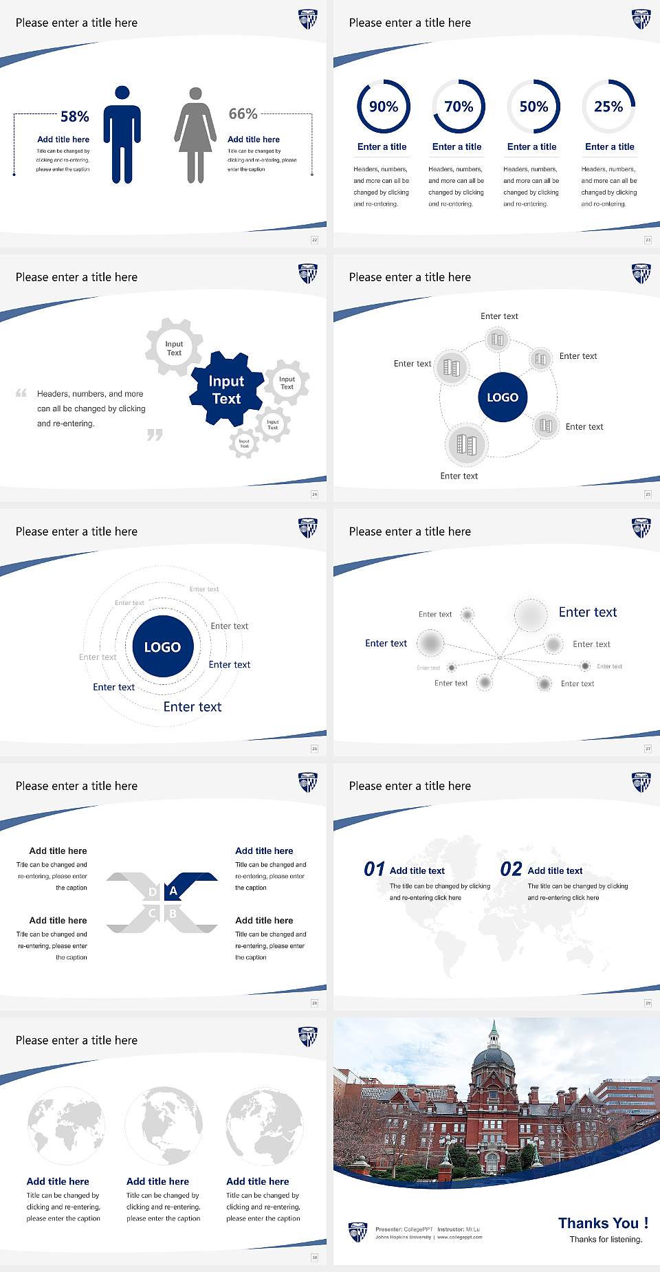 Johns Hopkins University Course/Courseware Creation PPT Template4:3 ratio PPT effect preview image4