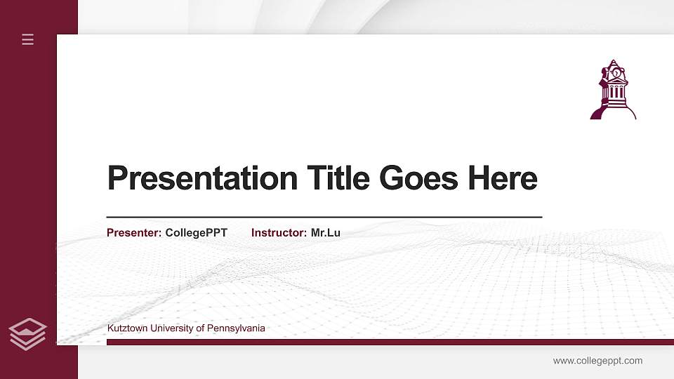 Kutztown University of Pennsylvania Thesis Proposal/Graduation Defense PPT Template16:9 ratio PPT effect preview image