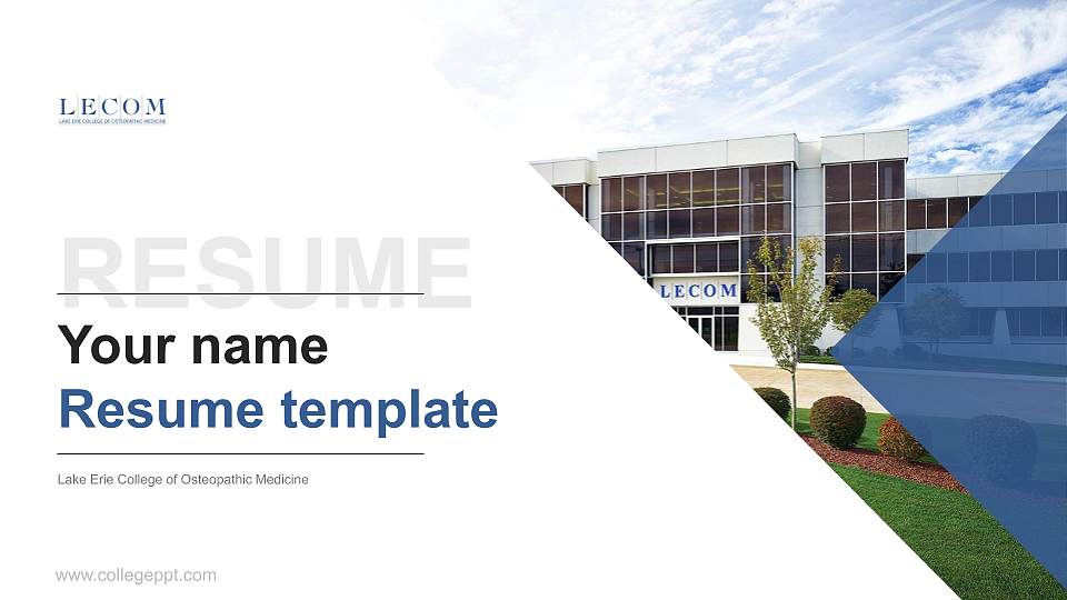 Lake Erie College of Osteopathic Medicine Resume PPT Template16:9 ratio PPT effect preview image