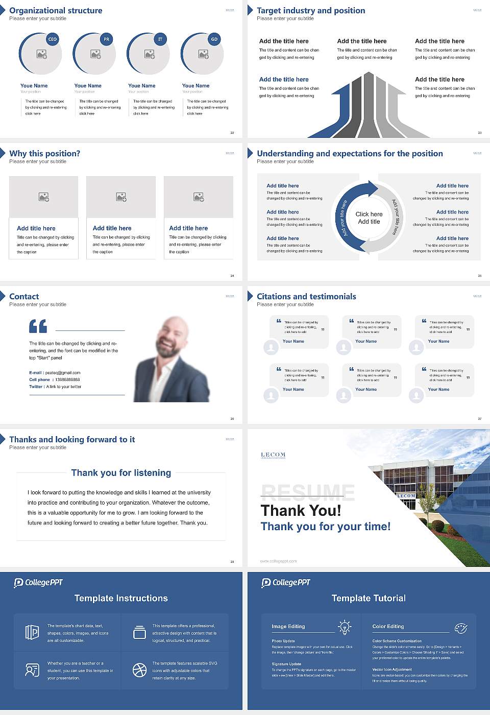 Lake Erie College of Osteopathic Medicine Resume PPT Template16:9 ratio PPT effect preview image4