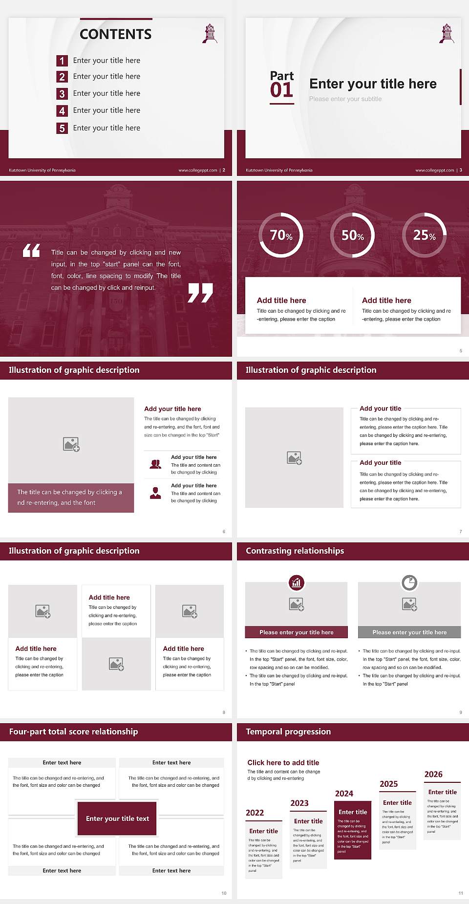 Kutztown University of Pennsylvania Thesis Proposal/Graduation Defense PPT Template4:3 ratio PPT effect preview image2
