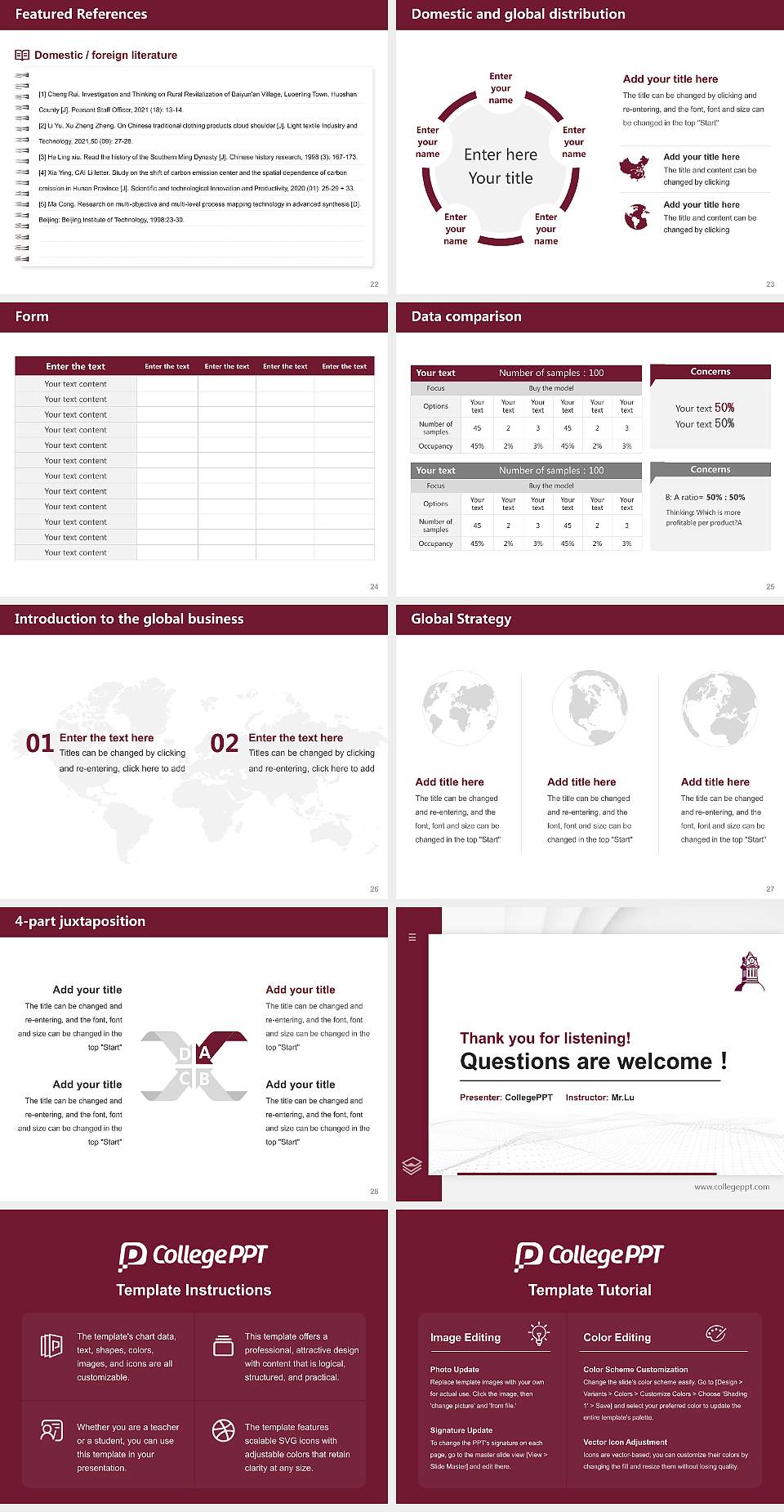 Kutztown University of Pennsylvania Thesis Proposal/Graduation Defense PPT Template4:3 ratio PPT effect preview image4