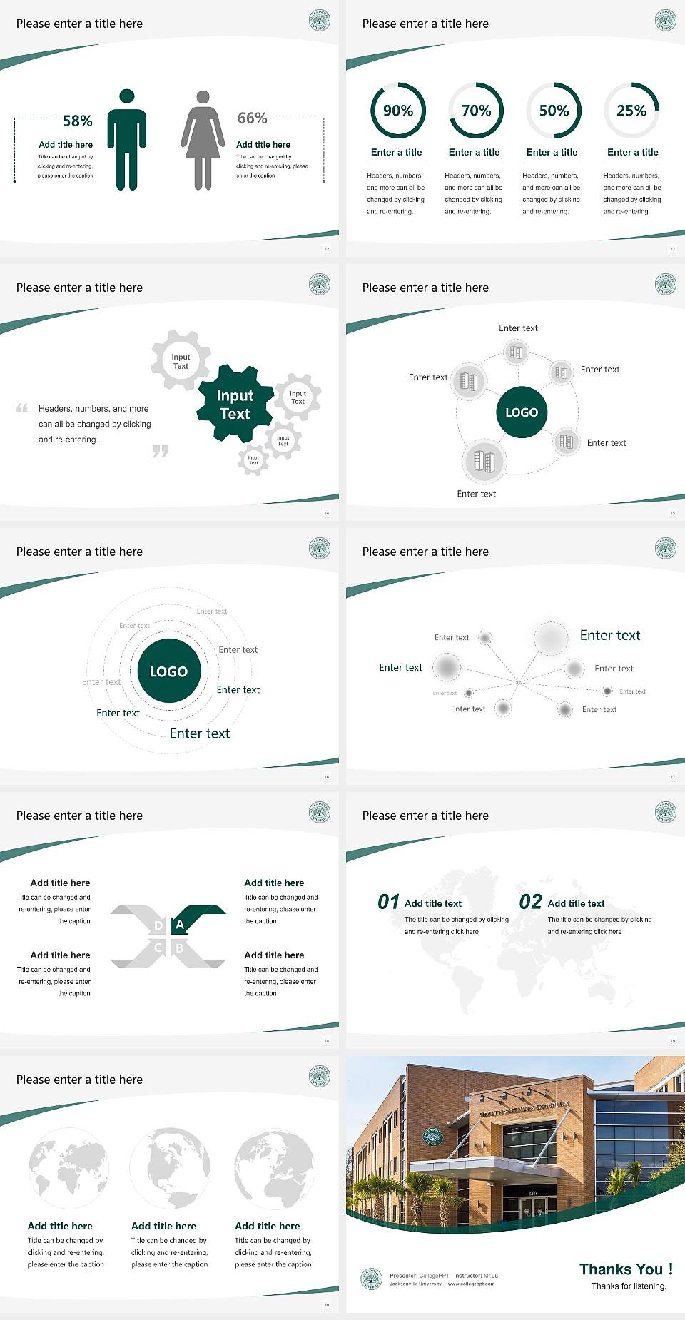 Jacksonville University Course/Courseware Creation PPT Template4:3 ratio PPT effect preview image4