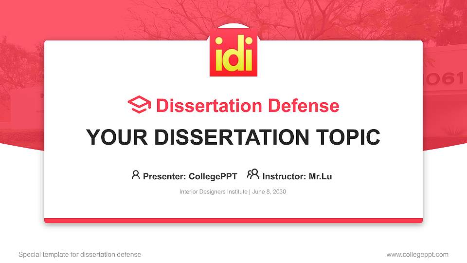 Interior Designers Institute Graduation Thesis Defense PPT Template16:9 ratio PPT effect preview image