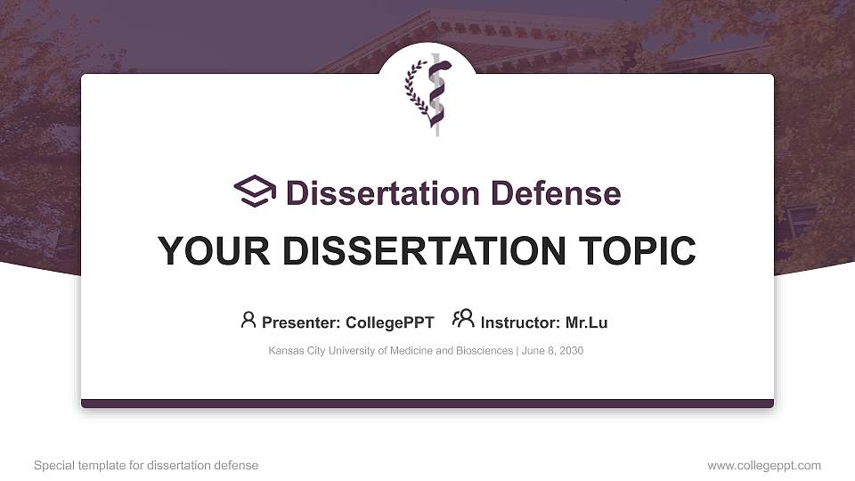 Kansas City University of Medicine and Biosciences Graduation Thesis Defense PPT Template16:9 ratio PPT effect preview image