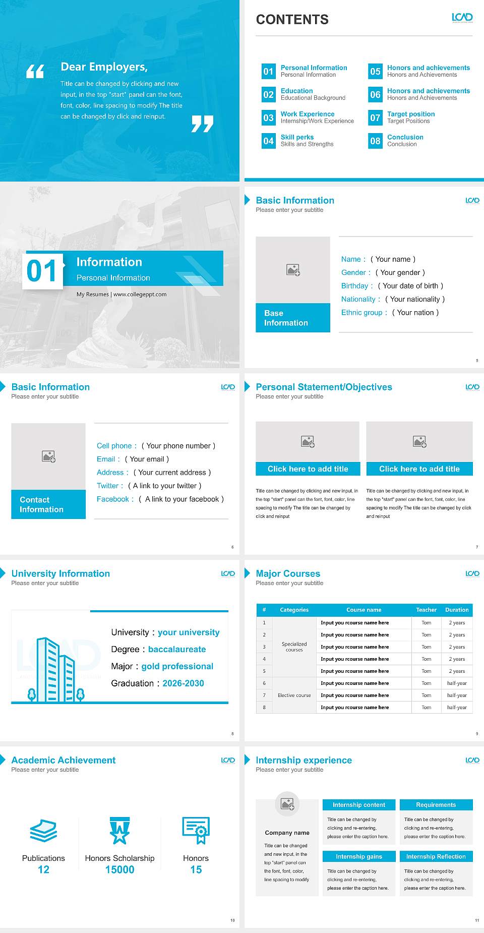 Laguna College of Art and Design Resume PPT Template4:3 ratio PPT effect preview image2