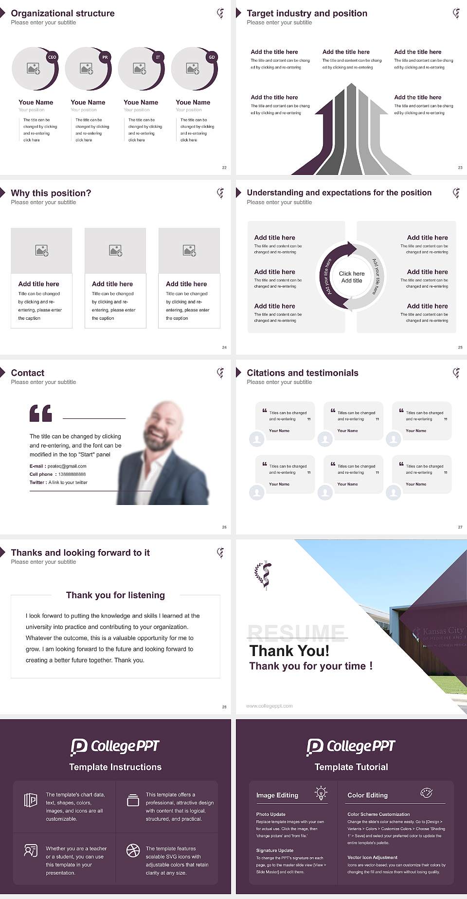 Kansas City University of Medicine and Biosciences-Joplin Resume PPT Template4:3 ratio PPT effect preview image4