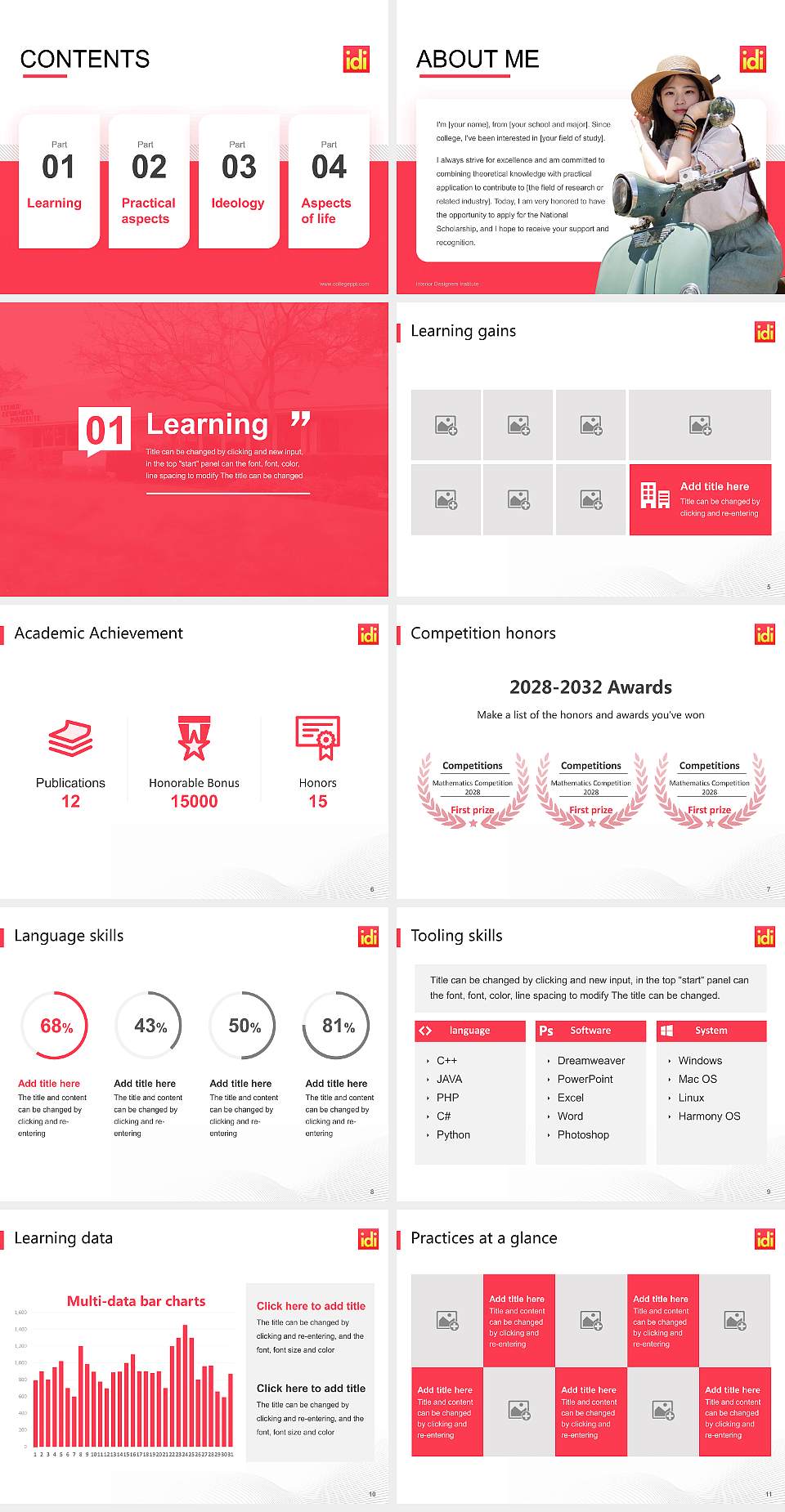 Interior Designers Institute National Scholarship Defense PPT Template4:3 ratio PPT effect preview image2