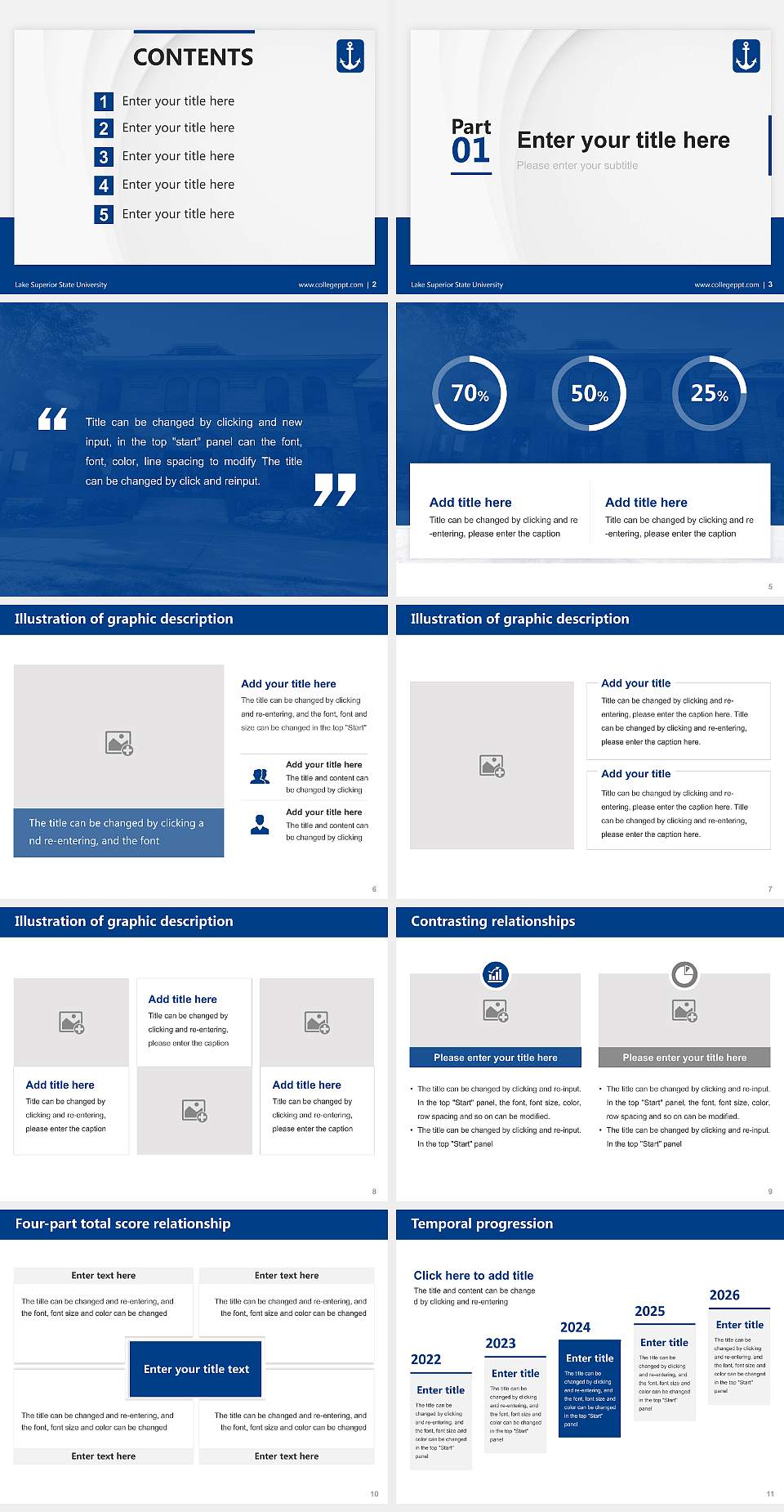 Lake Superior State University Thesis Proposal/Graduation Defense PPT Template4:3 ratio PPT effect preview image2