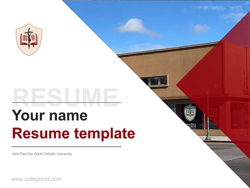 John Paul the Great Catholic University Resume PPT Template4:3 ratio PPT effect preview image5