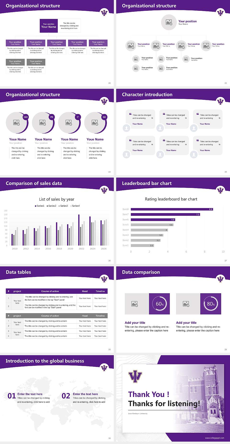 Iowa Wesleyan University Academic Presentation/Research Findings Report PPT Template4:3 ratio PPT effect preview image4