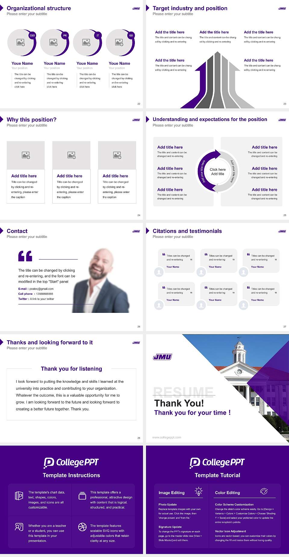 James Madison University Resume PPT Template4:3 ratio PPT effect preview image4