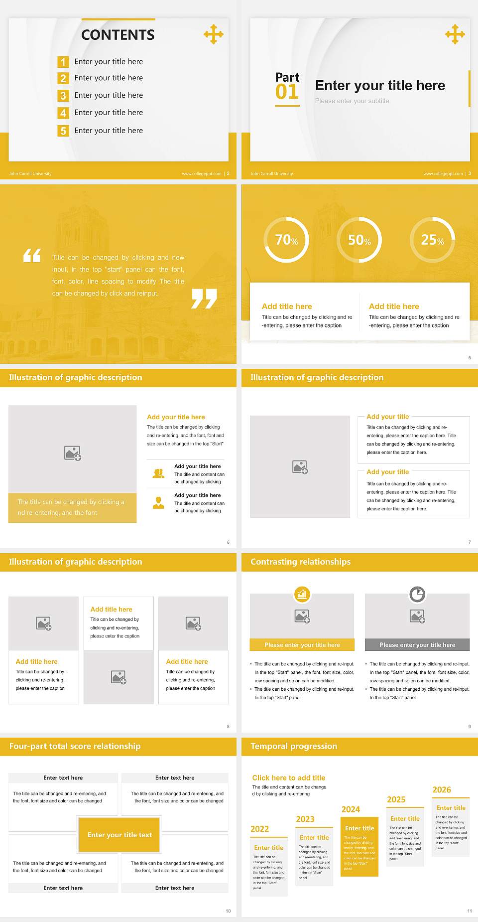 John Carroll University Thesis Proposal/Graduation Defense PPT Template4:3 ratio PPT effect preview image2
