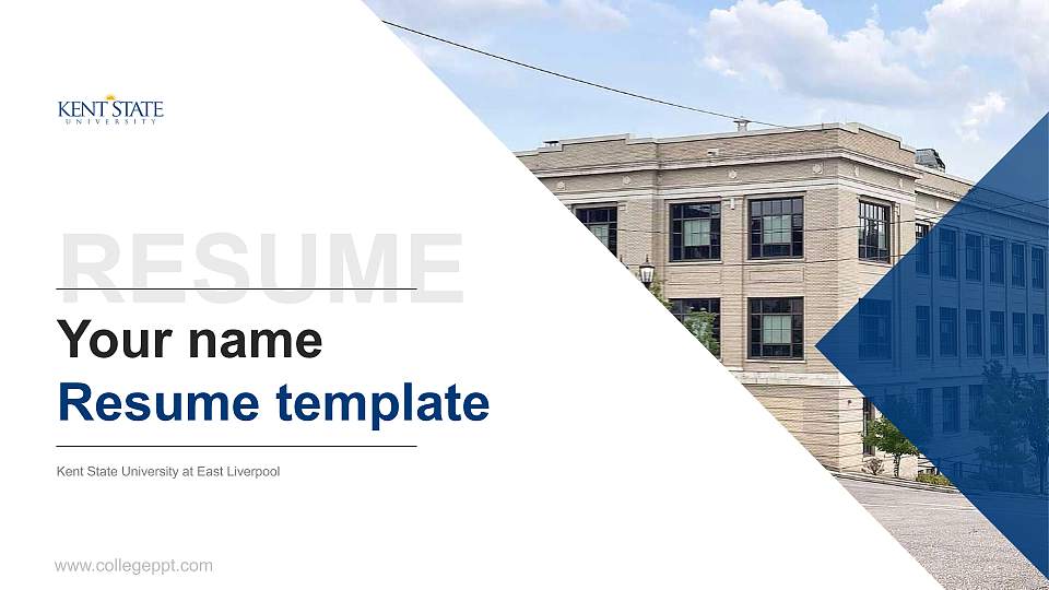 Kent State University at East Liverpool Resume PPT Template16:9 ratio PPT effect preview image