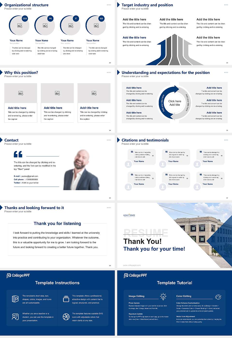 Kent State University at East Liverpool Resume PPT Template16:9 ratio PPT effect preview image4