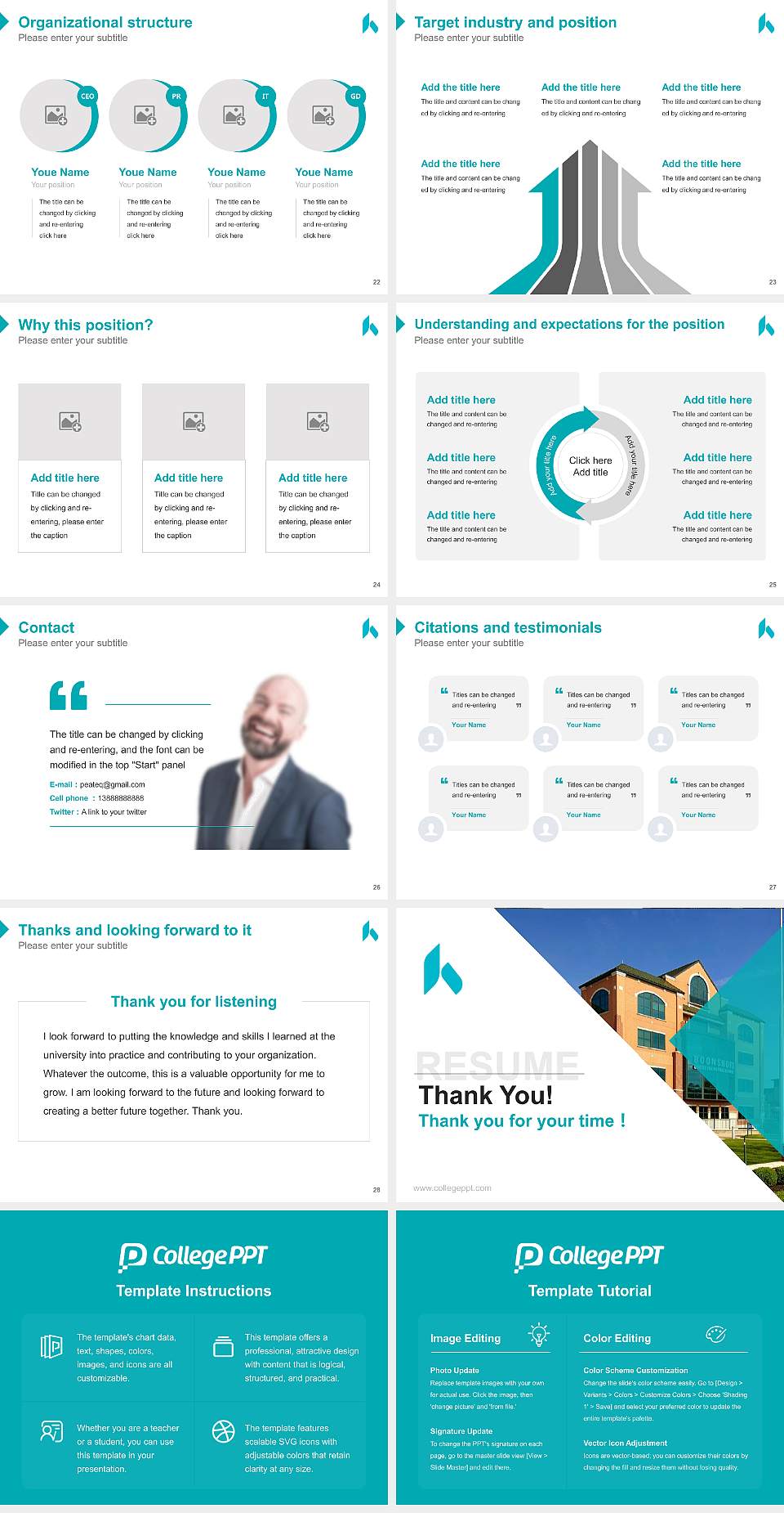 Kettering College Resume PPT Template4:3 ratio PPT effect preview image4