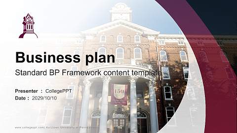 Kutztown University of Pennsylvania Competition/Entrepreneurship Contest PPT Template