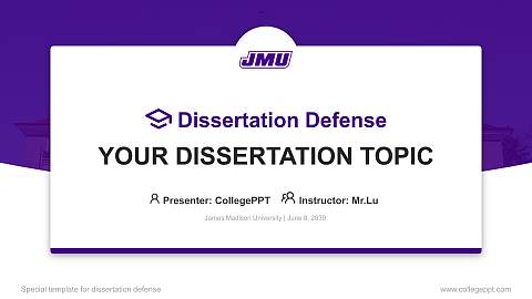 James Madison University Graduation Thesis Defense PPT Template