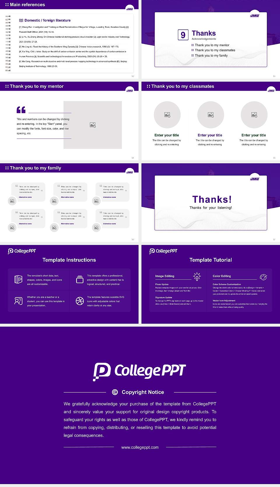 James Madison University Graduation Thesis Defense PPT Template16:9 ratio PPT effect preview image7
