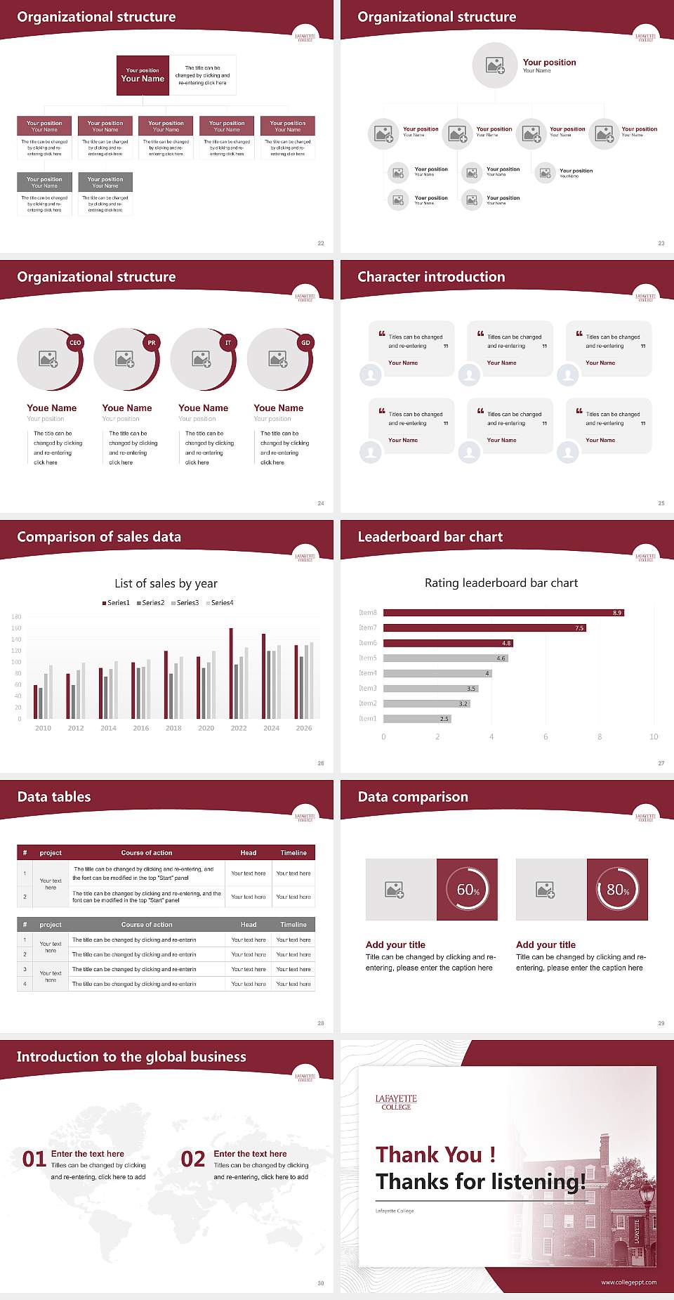 Lafayette College Academic Presentation/Research Findings Report PPT Template4:3 ratio PPT effect preview image4