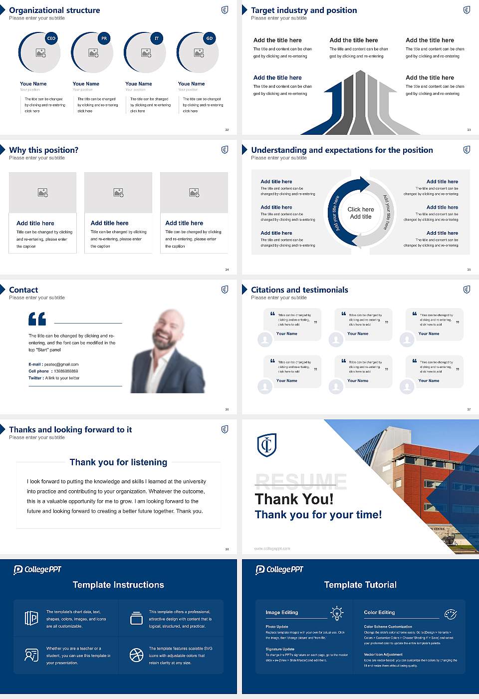 Ithaca College Resume PPT Template16:9 ratio PPT effect preview image4