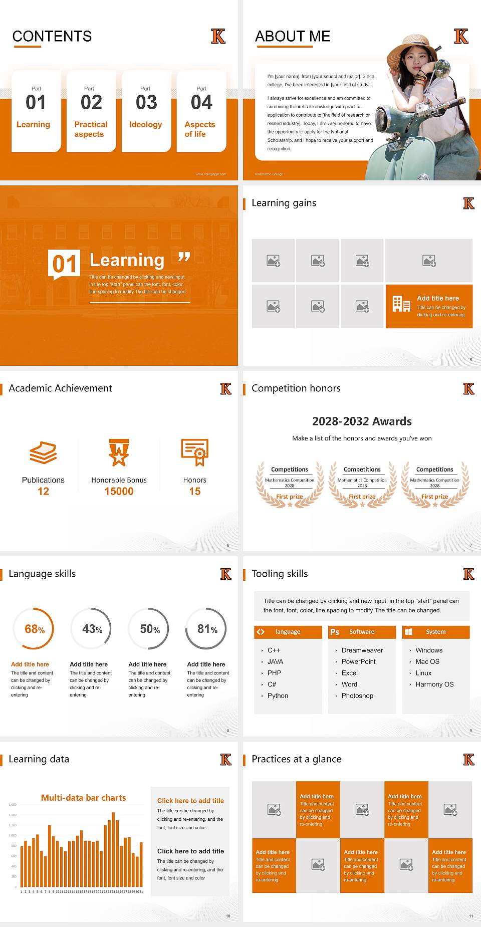 Kalamazoo College National Scholarship Defense PPT Template4:3 ratio PPT effect preview image2