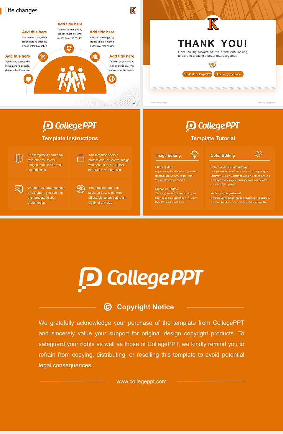 Kalamazoo College National Scholarship Defense PPT Template4:3 ratio PPT effect preview image4