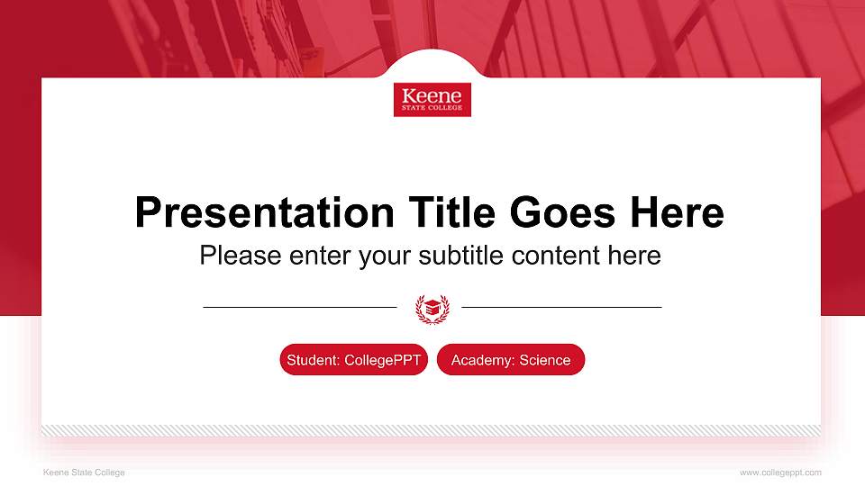 Keene State College National Scholarship Defense PPT Template16:9 ratio PPT effect preview image
