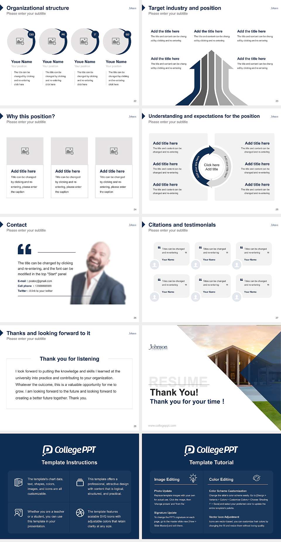 Johnson University Florida Resume PPT Template4:3 ratio PPT effect preview image4