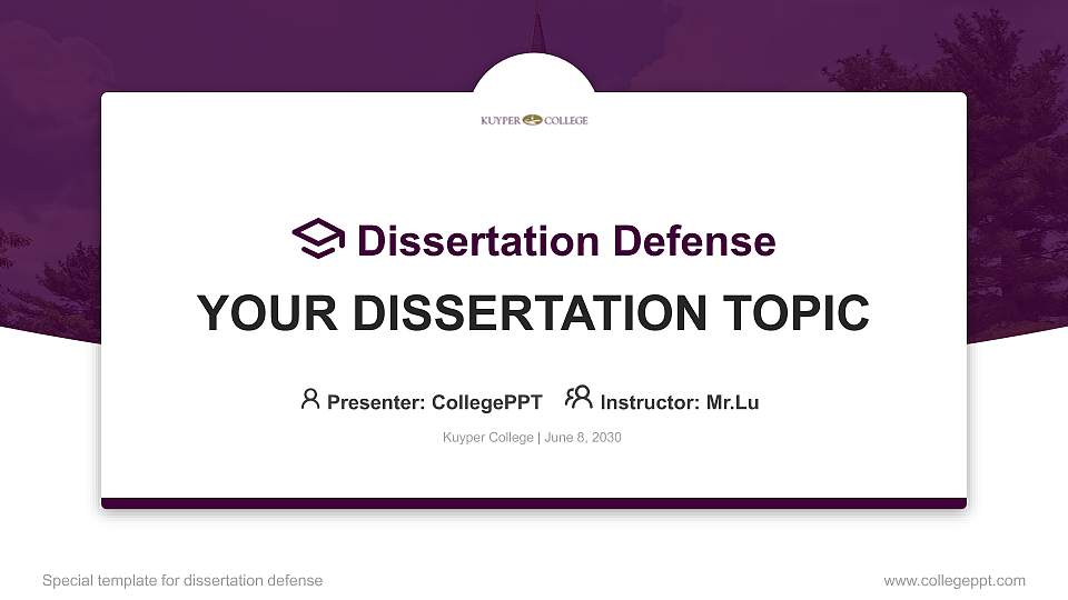 Kuyper College Graduation Thesis Defense PPT Template16:9 ratio PPT effect preview image