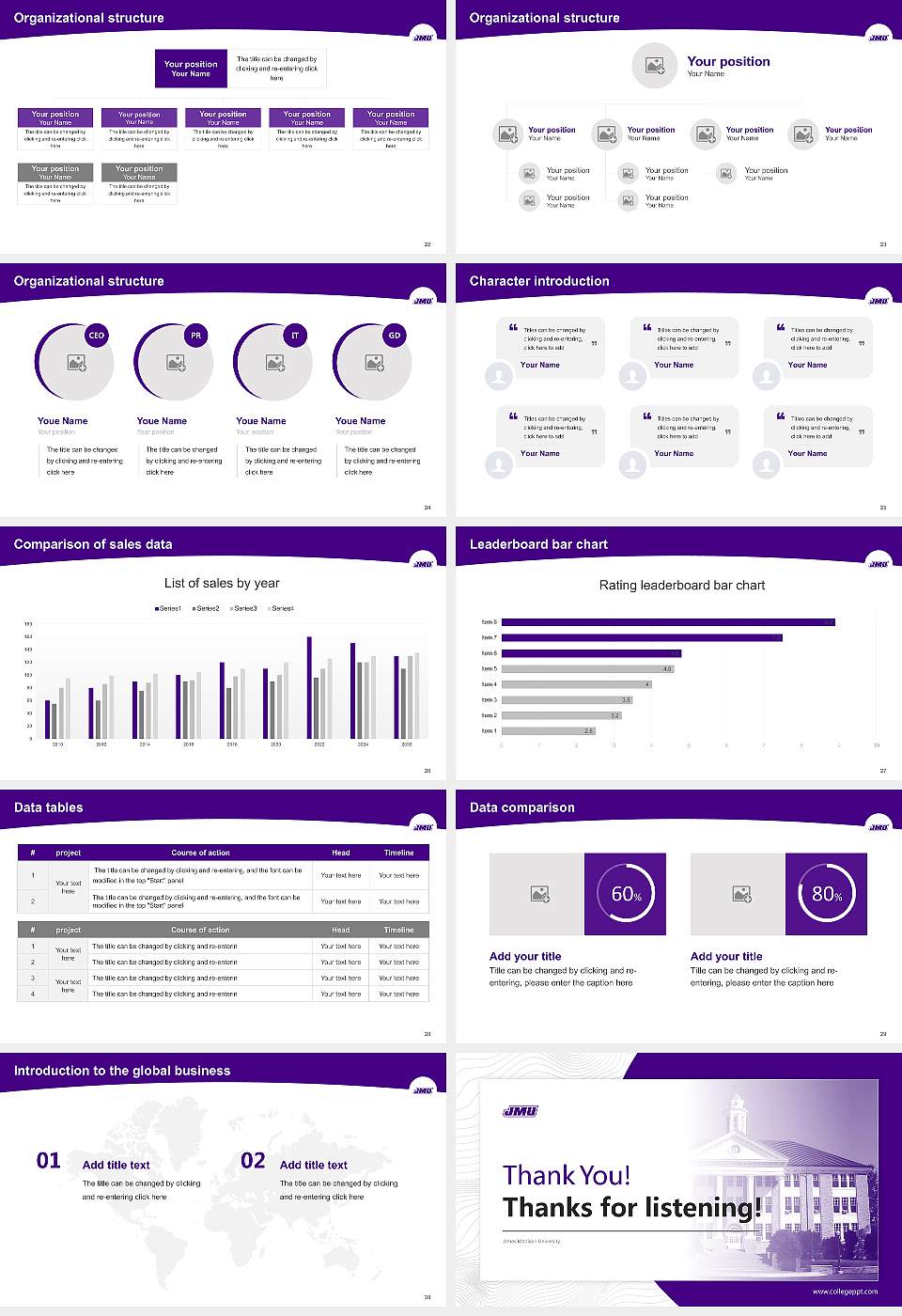 James Madison University Academic Presentation/Research Findings Report PPT Template16:9 ratio PPT effect preview image4