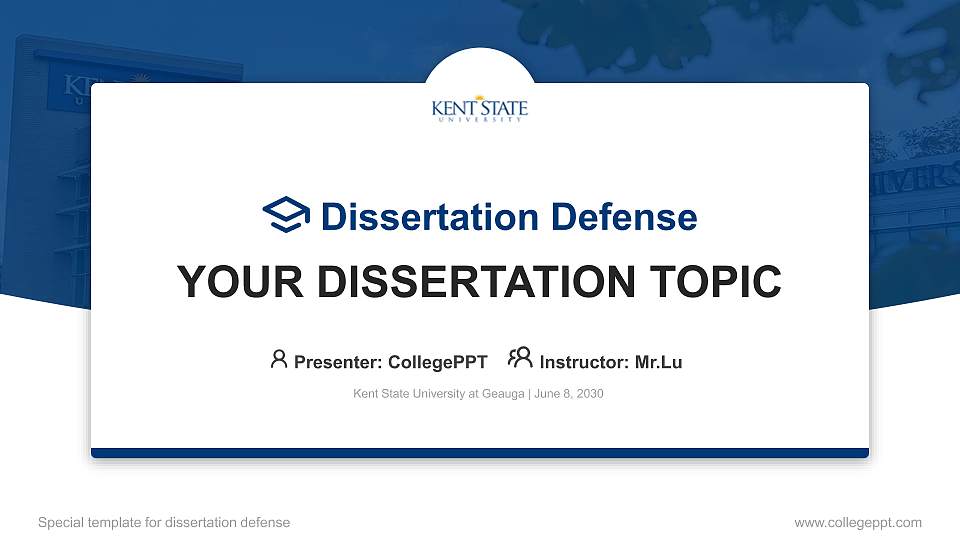 Kent State University at Geauga Graduation Thesis Defense PPT Template16:9 ratio PPT effect preview image