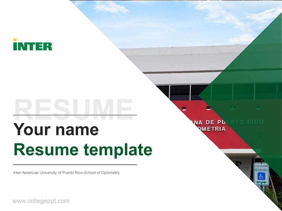 Inter American University of Puerto Rico-School of Optometry Resume PPT Template4:3 ratio PPT effect preview image5