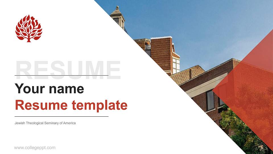 Jewish Theological Seminary of America Resume PPT Template16:9 ratio PPT effect preview image