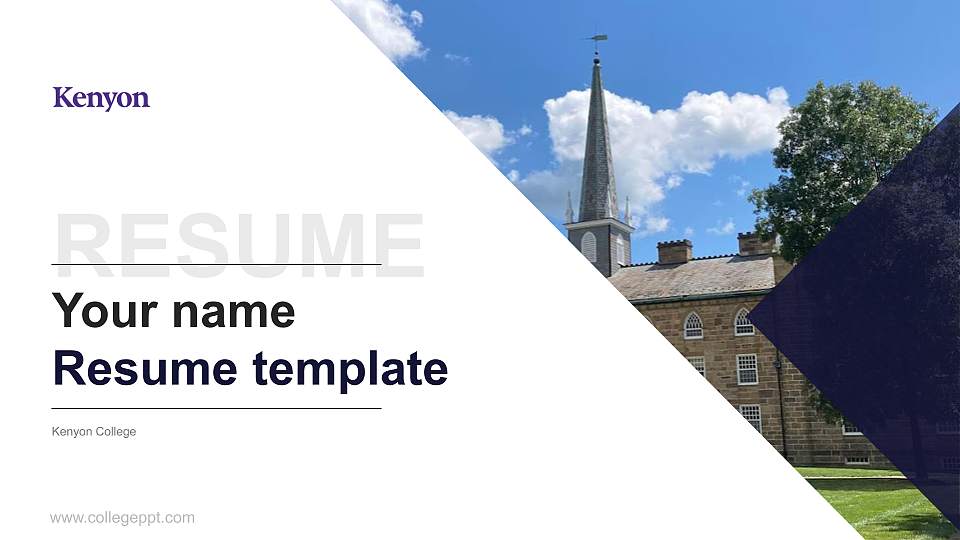Kenyon College Resume PPT Template16:9 ratio PPT effect preview image