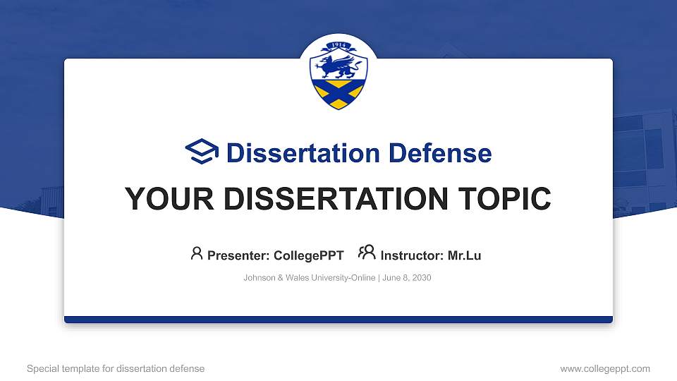 Johnson & Wales University-Online Graduation Thesis Defense PPT Template16:9 ratio PPT effect preview image