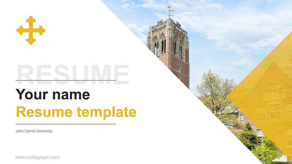 John Carroll University Resume PPT Template16:9 ratio PPT effect preview image