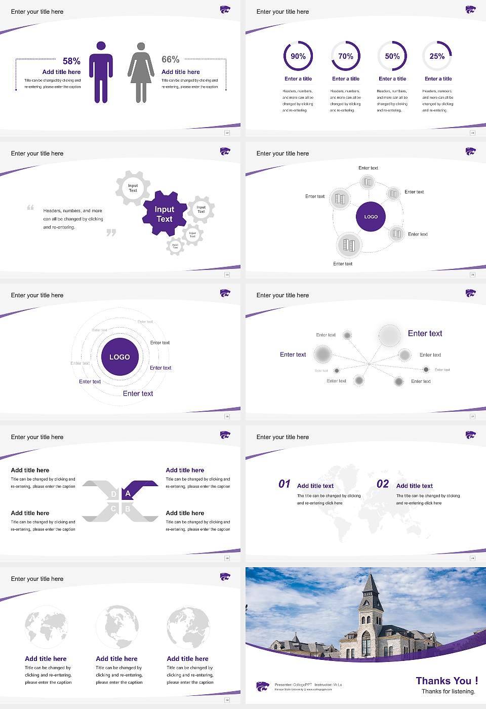 Kansas State University Course/Courseware Creation PPT Template16:9 ratio PPT effect preview image4