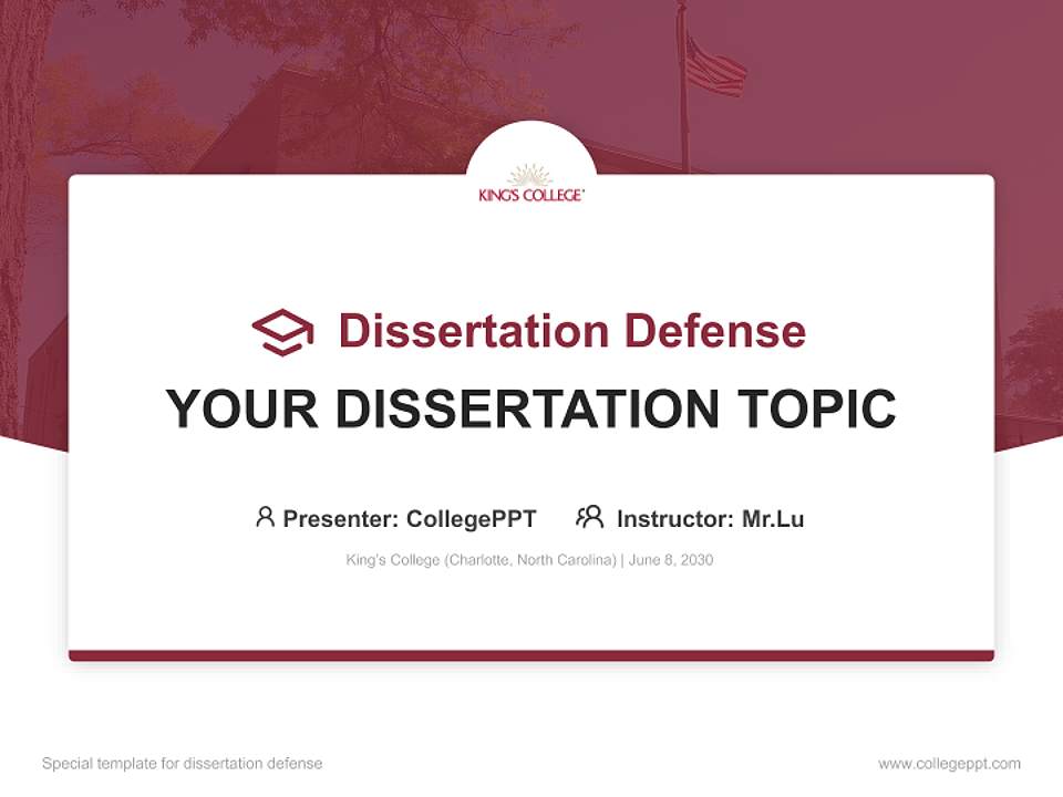 King’s College (Charlotte, North Carolina) Graduation Thesis Defense PPT Template4:3 ratio PPT effect preview image7