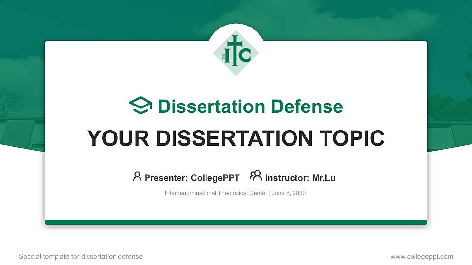 Interdenominational Theological Center Graduation Thesis Defense PPT Template16:9 ratio PPT effect preview image