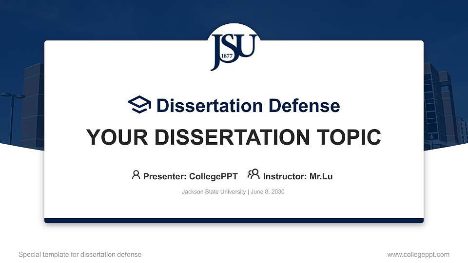 Jackson State University Graduation Thesis Defense PPT Template16:9 ratio PPT effect preview image