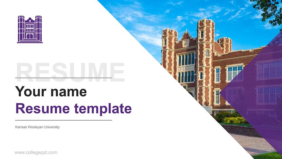 Kansas Wesleyan University Resume PPT Template16:9 ratio PPT effect preview image