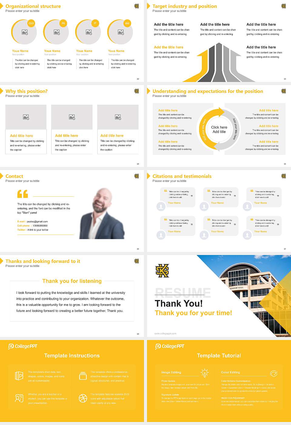 Kennesaw State University Resume PPT Template16:9 ratio PPT effect preview image4