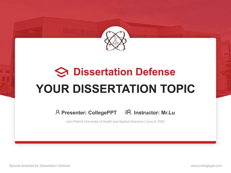John Patrick University of Health and Applied Sciences Graduation Thesis Defense PPT Template4:3 ratio PPT effect preview image7